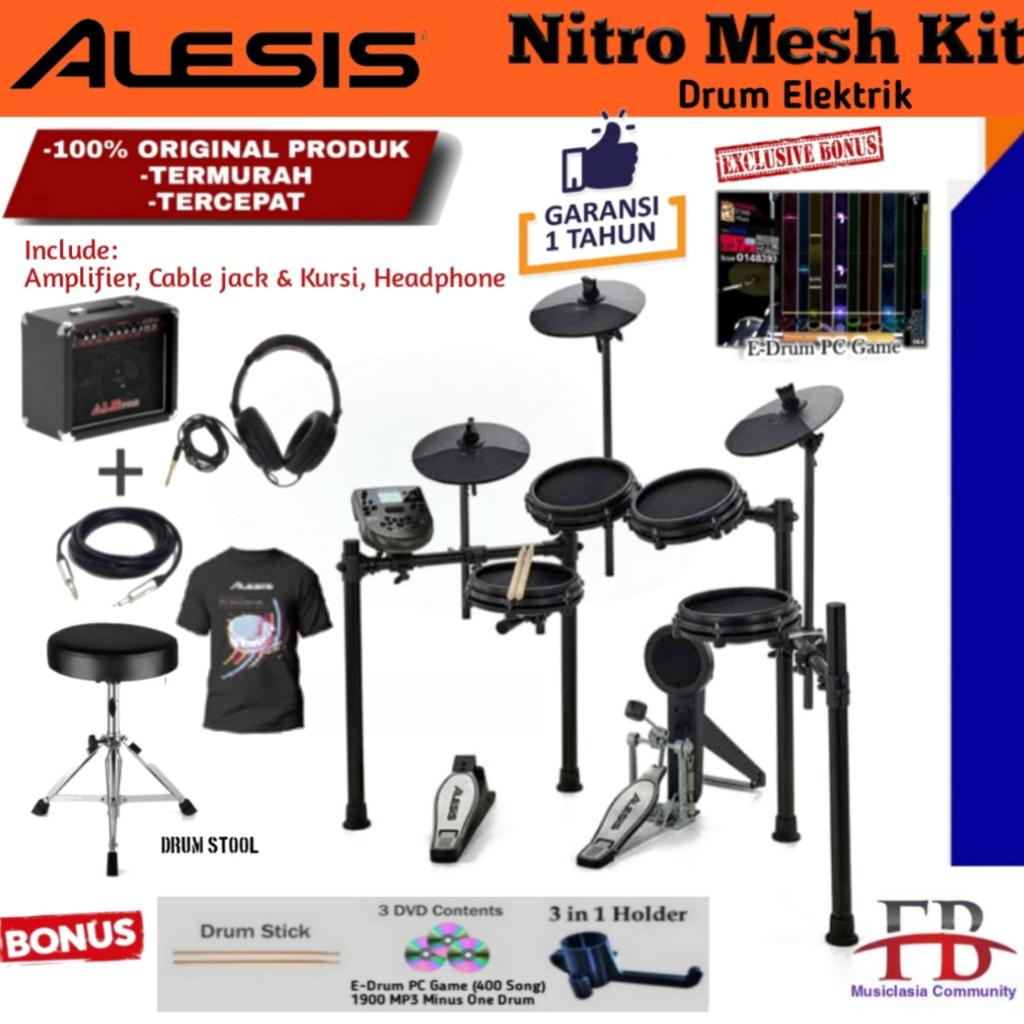 Alesis NITRO MESH KIT Electric Drum Set - Drum Elektrik Alesis