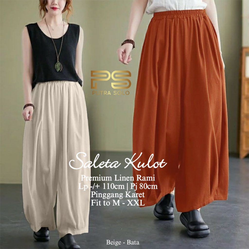 Saleta Kulot Celana Wanita Premium Linen Rami LP 110 By Putra Solo