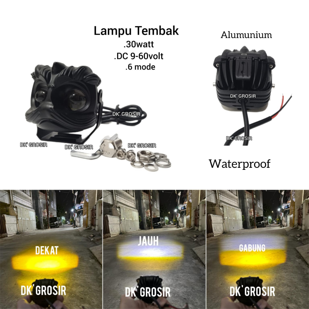 NEW Premium Lampu Tembak Tanduk Led Laser 6 MODE High Low Putih Kuning  KEDIP U145-MYTH