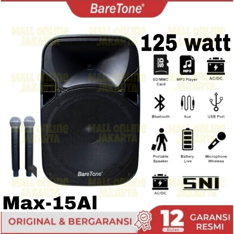 Speaker aktif portable baretone 15 inch bluetooth max15al max 15al