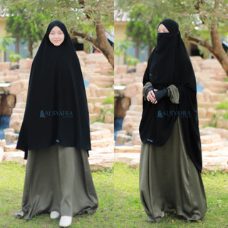 Khimar Bandana Cadar Tali Jetblack Size XXL by Alsyahra Exclusive