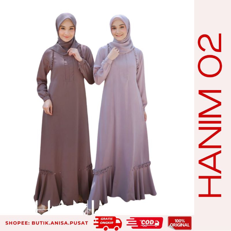 Baju Gamis Seply Terbaru Hanim 02 (Black Plum, Dusty Lavender) Gamis Muslimah Gamis Casual Gamis Pre