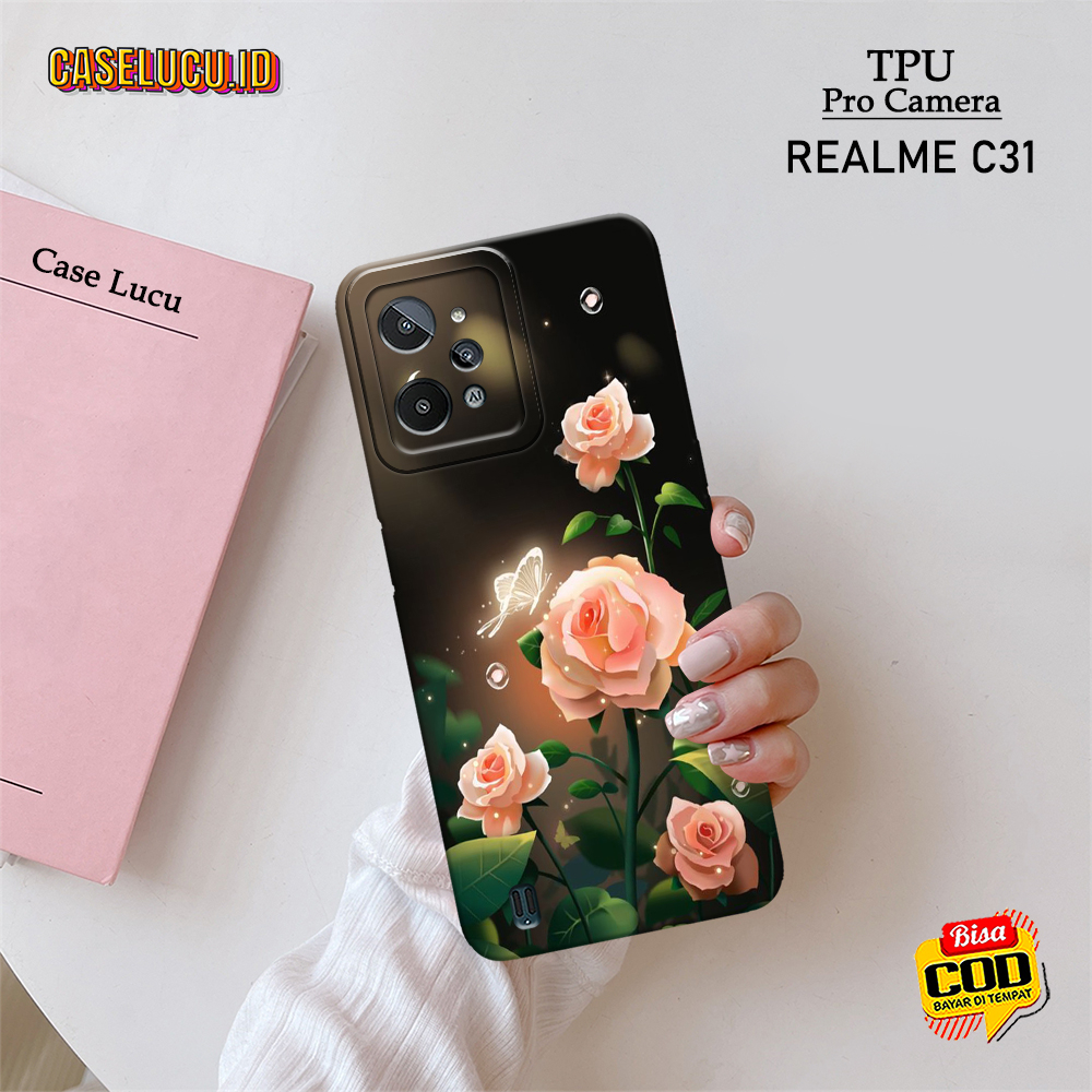 Casing Hp Realme C31 Terbaru - Fashion Case Bunga - Case Realme C31 - Soft Case Hp Realme C31- Kesin
