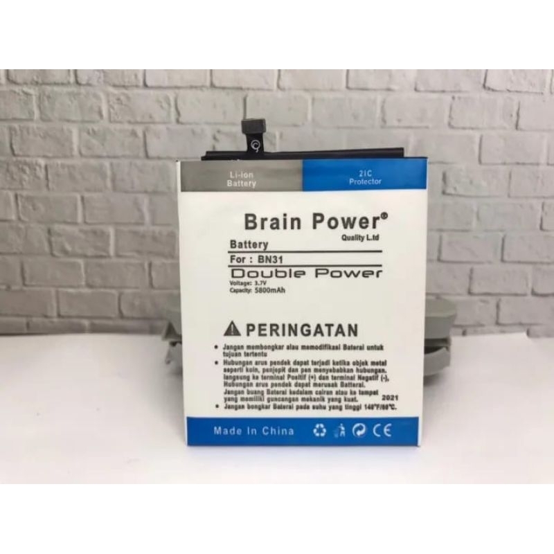 BATERAI BATRE BN31 XIOMAI REDMI MI A1 MI 5X S2 NOTE 5A BRAIN POWER 5800MAH DOUBLE POWER