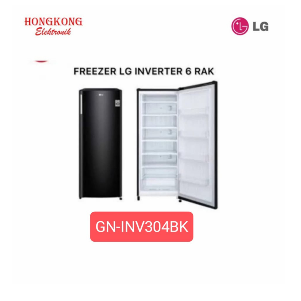 LG Freezer GN INV 304 BK 171L Gn-inv304bk freezer tegak es batu 6 rak