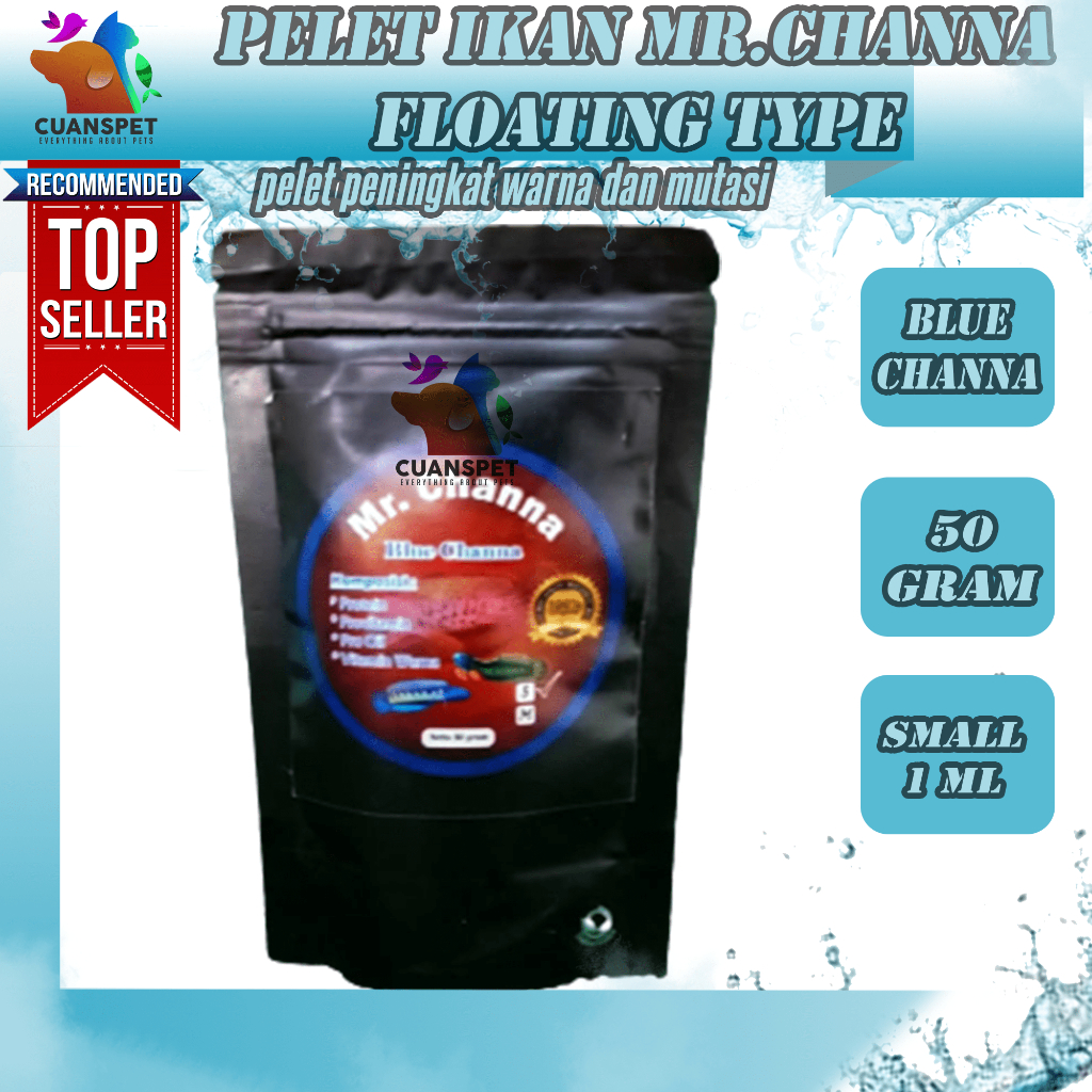 PAKAN IKAN CHANNA PELET MR CHANNA BLUE PREMIUM 50 GRAM CHANNA STEWARTII CHANNA BLUE PULCHRA CHANNA A