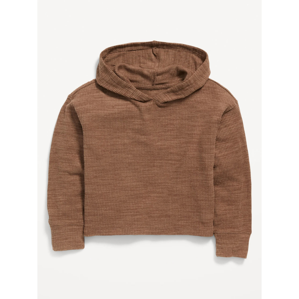 Old Navy Cozy Rib-Knit Pullover Hoodie for Girls brown