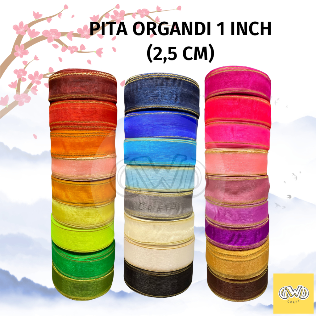 

Pita Organdi List Emas 1 inch (2,5 cm) / Pita Organza