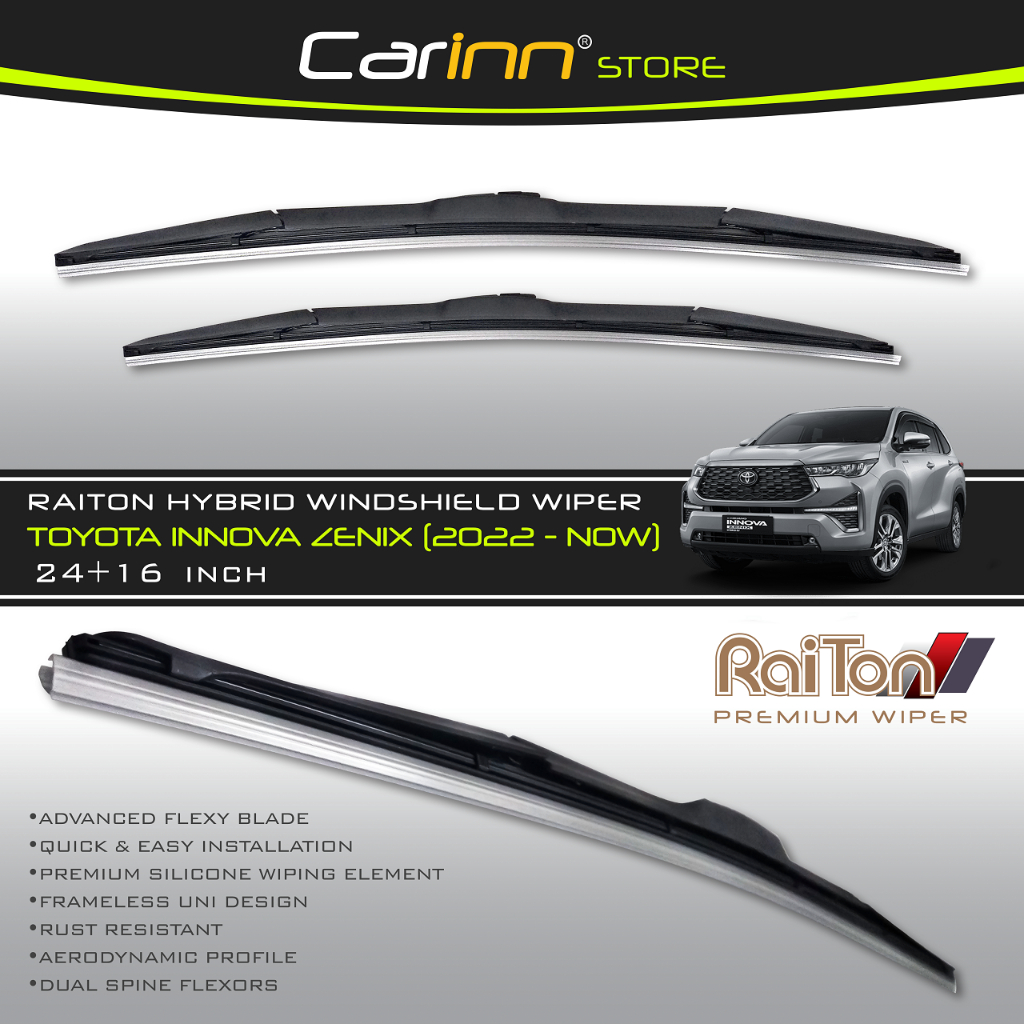 Raiton Sepasang Wiper Hybrid Kaca Depan Mobil Toyota Innova Zenix 2022-On 24" & 16"