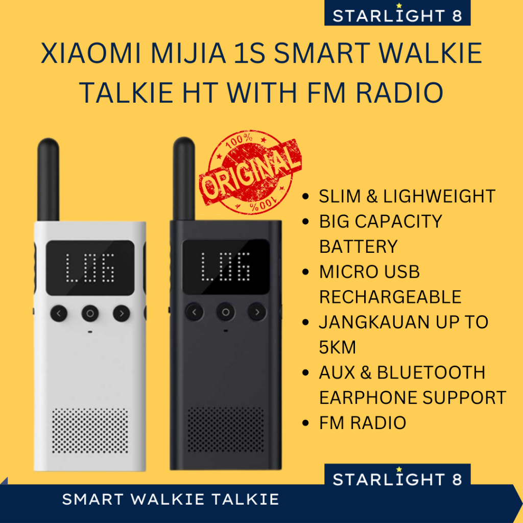 HT Walkie Talkie Slim Xiaomi Mijia 1S With FM Radio Bluetooth