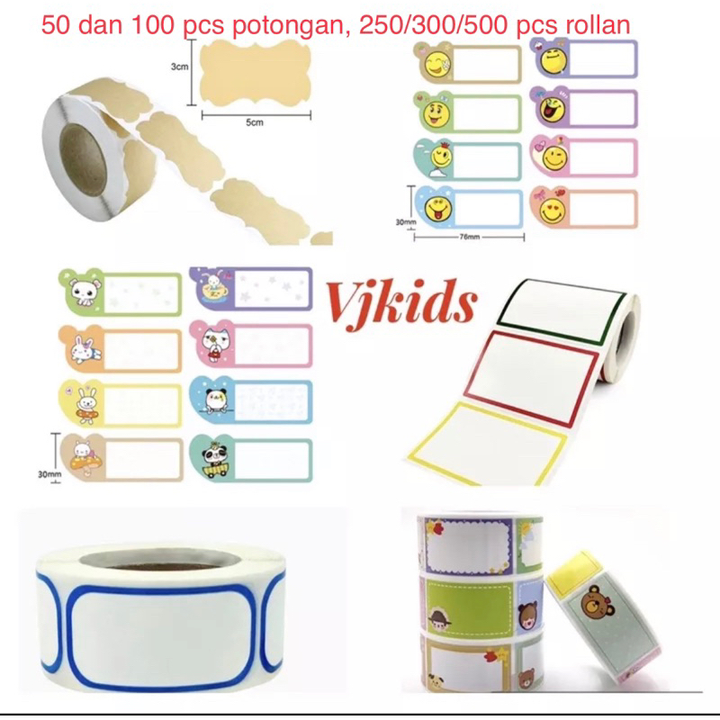 

stiker label kosong gulungan utk label nama, botol, container, buku, dsb
