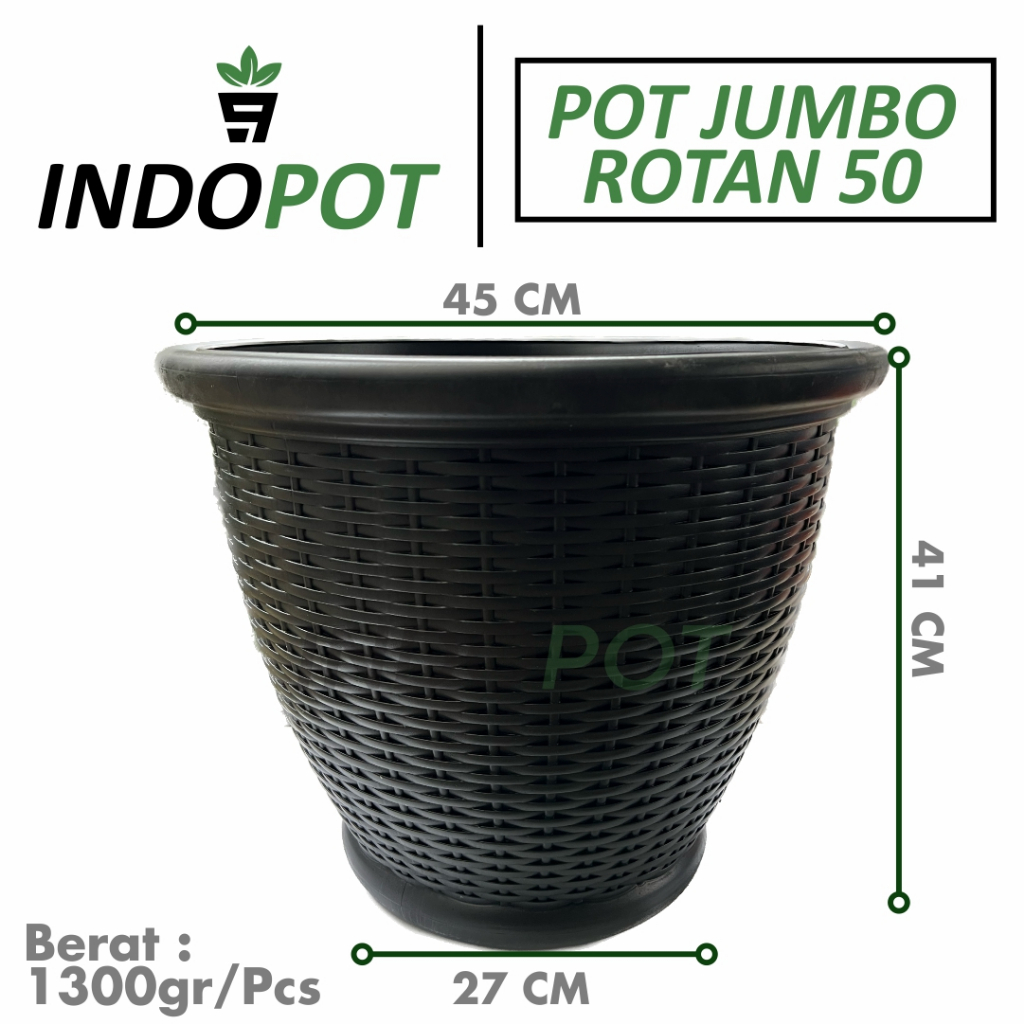 Pot Rotan Jumbo 50 Pot Tanaman Bunga Hias Kopeng Pot Tanaman Besar Pot Kembang Plastik