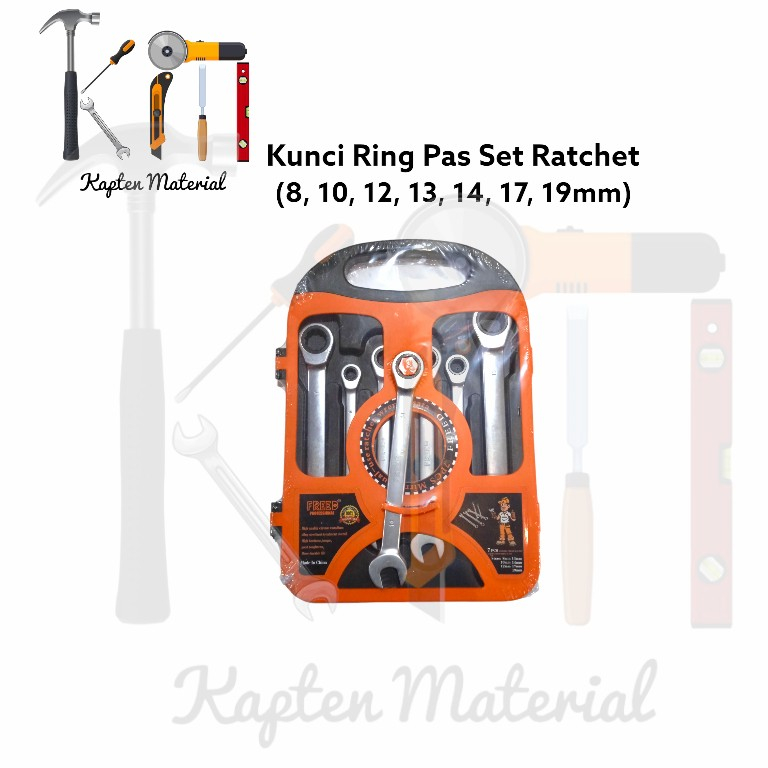 Kunci Ring Pas Ratchet Set | Kunci Rachet Ring Pas | Wrench Ring Pas Set | Kapten Material