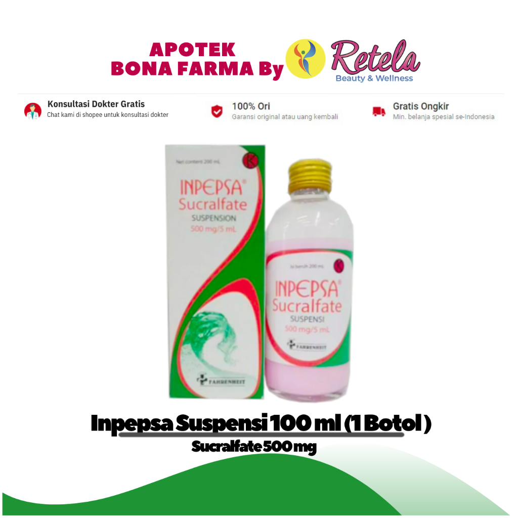 INPEPSA SYRUP 100ML ( Sucralfate 500 mg ) / Obat Maag / Tukak Lambung