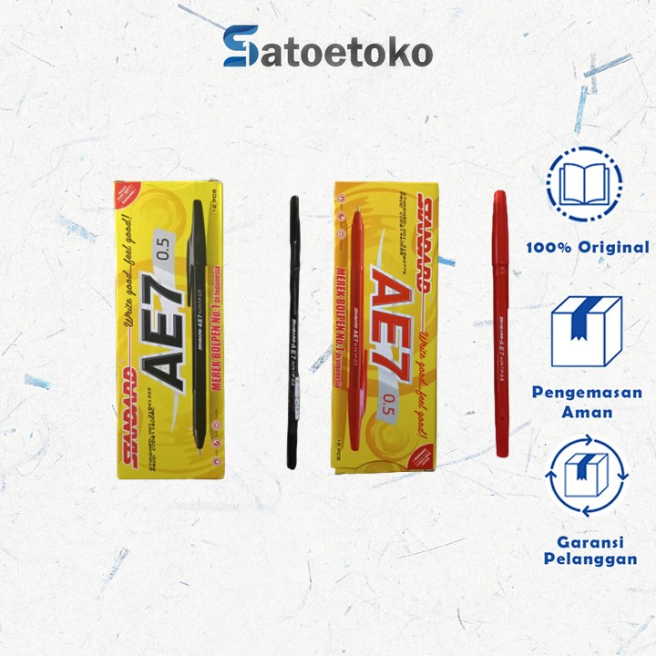 

BOLPEN / PULPEN STANDARD AE7 HITAM / MERAH (SATUAN)