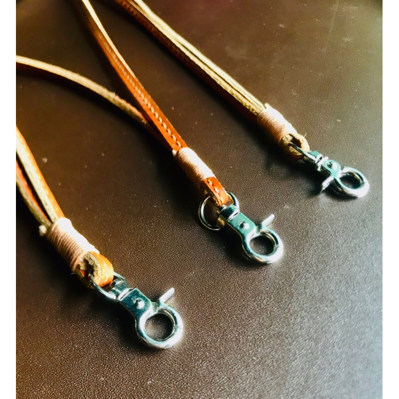 Tali kulit lanyard id card / kalung id card kulit asli warna havana