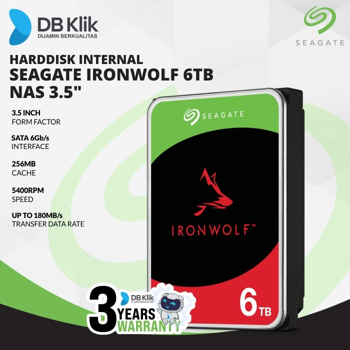 Harddisk Internal Seagate Ironwolf 6Tb Sata 3.5" - Hdd Ironwolf 6tb