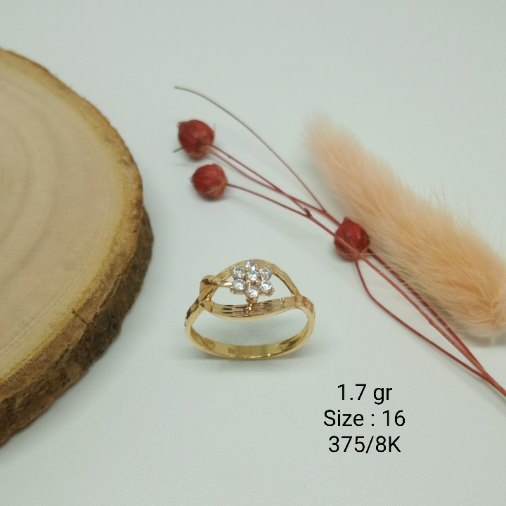 Cincin model mata ac ukir 3469 - 1.7 kuning 375/8K