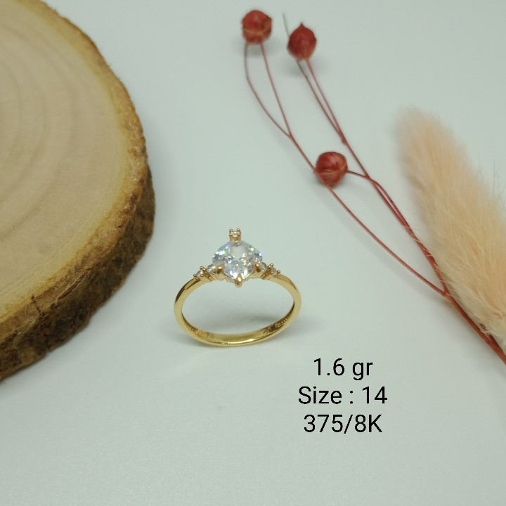 Cincin model soliter mata ac 3487 - 1.6 kuning 375/8K