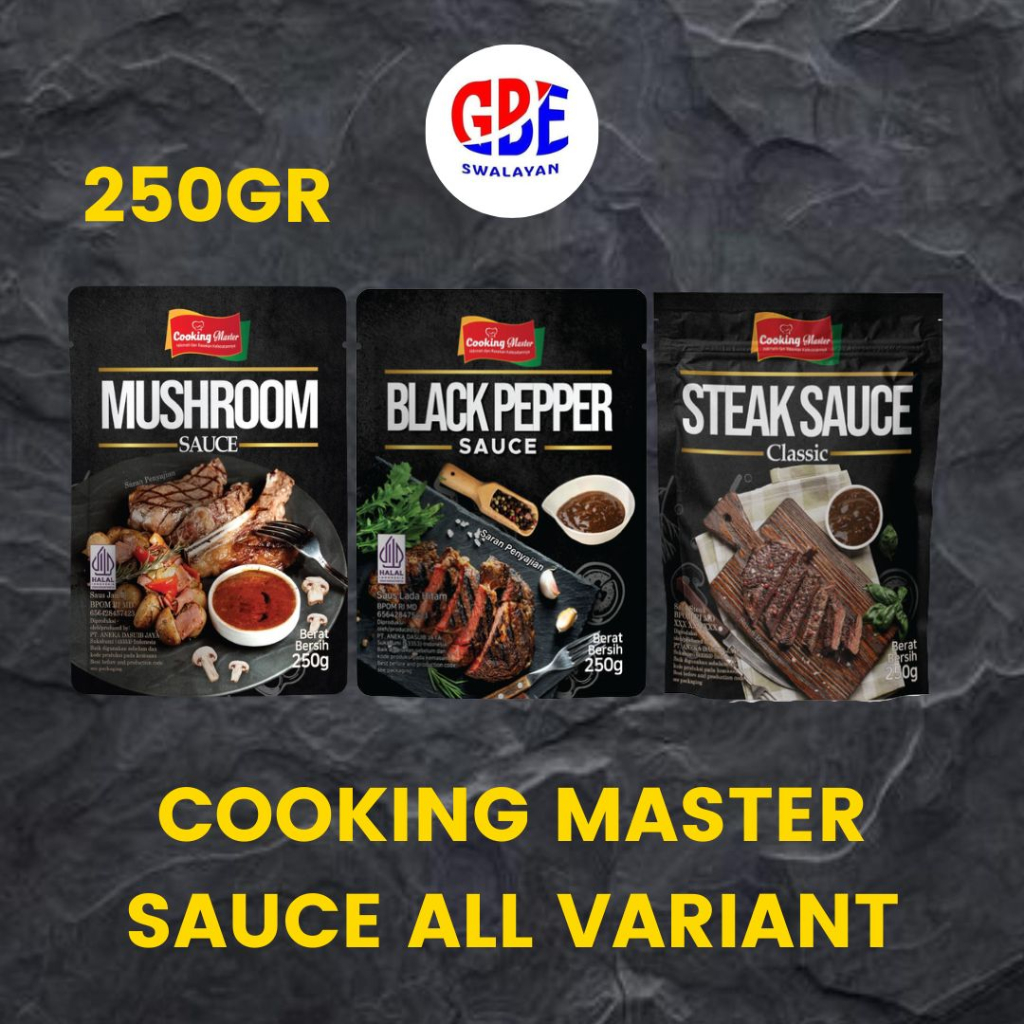 

Cooking Master Saus Bumbu All Variant 250ml | Saus Mushroom / Saus Jamur | Saus Blackpepper | Saus Steak