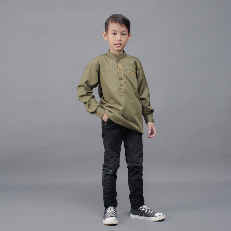 Kemeja Koko Anak Motif Abizar Model Kurta Original Elrumi Lengan Panjang Terbaru dan Terlaris