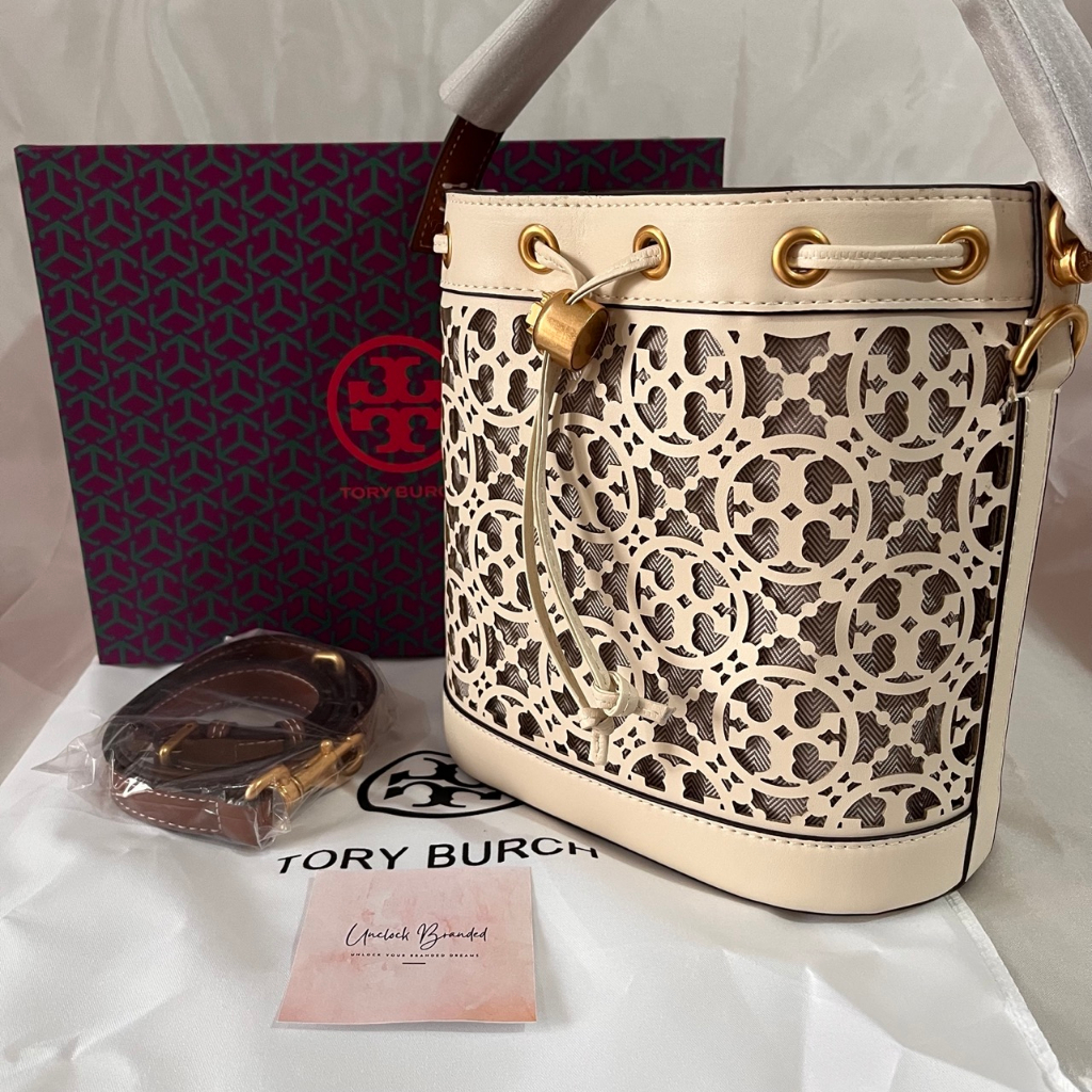 TB Monogram Laser Cut Bucket Bag