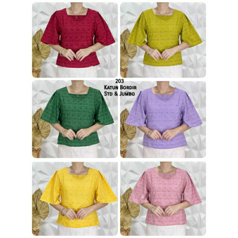 Blus katun bordir standar dan jumbo
