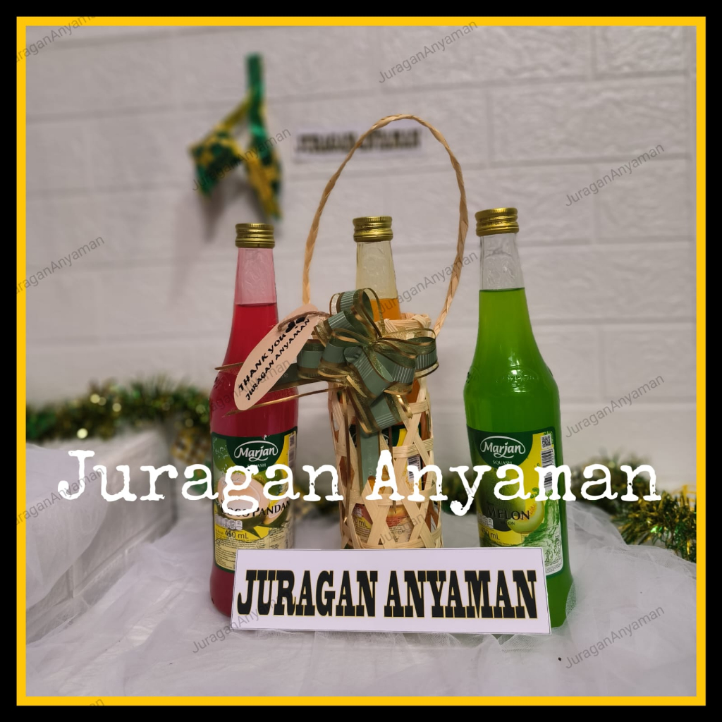 KEMASAN TEMPAT BOTOL KACA PLASTIK MINUMAN MADU SIRUP HERBAL TRADISIONAL ANYAMAN BAMBU - BOX MADU - B