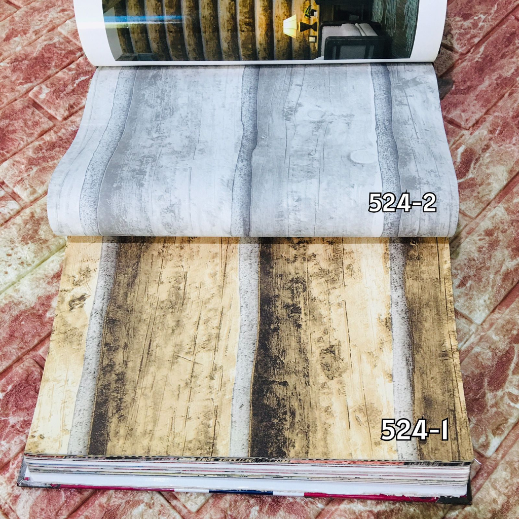 WALLPAPER DINDING MOTIF KAYU COKLAT ABU 3D NATURAL CAFE