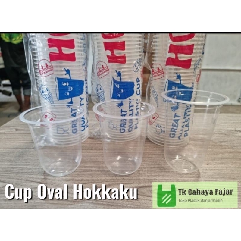 Cup Oval 14oz 16oz Hokkaku Isi 50 Gelas Bulat Oval Hokka