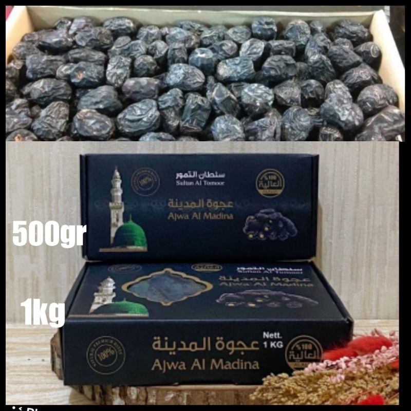 

Kurma ajwa madinah kemasan 500gr dan 1kg premium jumbo dan tidak keras