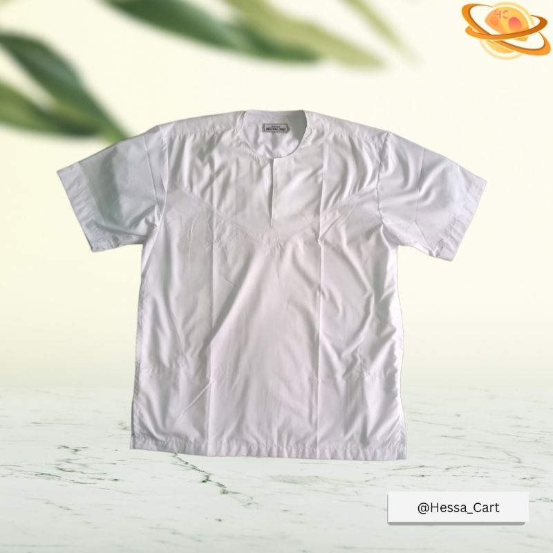 baju koko katun musdalifah allebas tanpa kerah lengan pendek bahan katun lembut katun spon polly baj