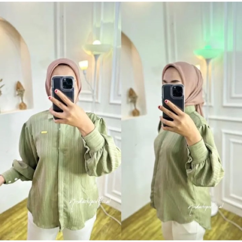 Blouse Wanita Baby Crus Lengan Balon - Kemeja Wanita Oversize - Atasan Wanita Baby Crush - Kemeja Lengan Balon - Pakaian Wanita Terbaru