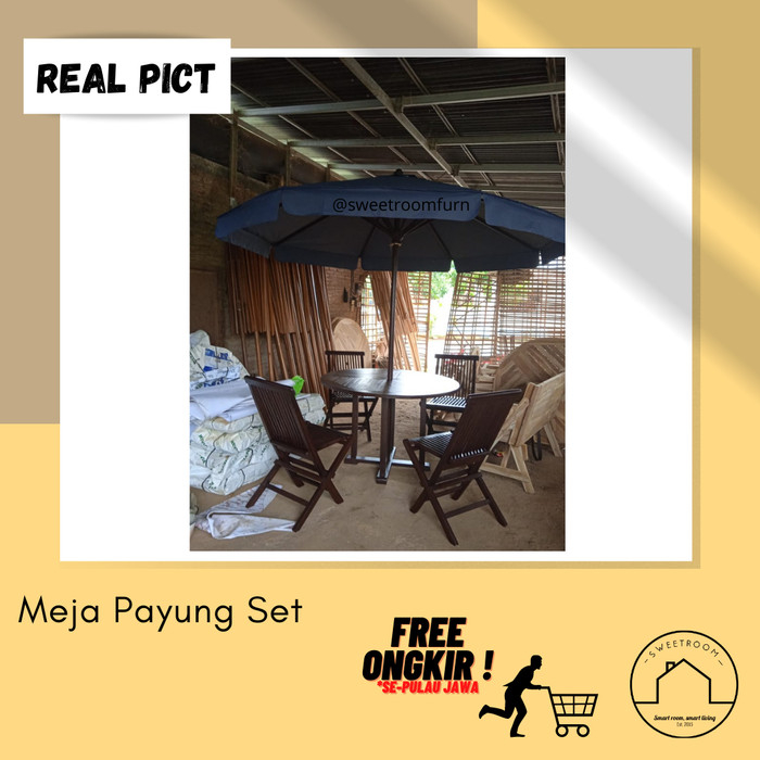 Meja Payung Set - Meja Santai - Meja payung