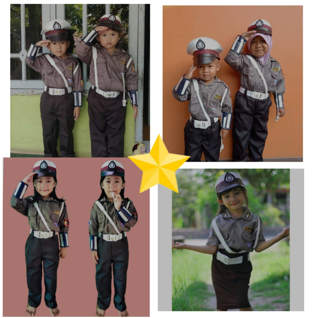 Seragam Polisi Anak/baju Polisi Anak Laki Perempuan/Polisi Cilik Kostum Karnaval Tk Paud baju fashio