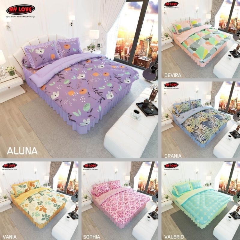 Bedcover Set All New MY LOVE Rumbai King 180cm X 200cm Tinggi 50cm
