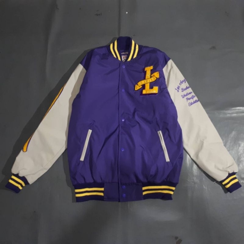 jaket varsity lakers purple