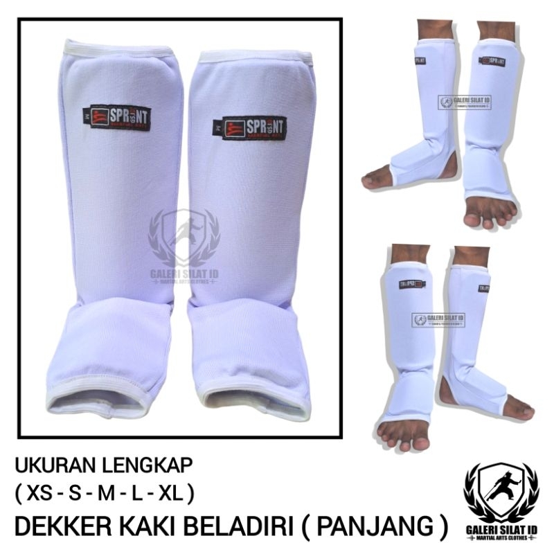 Deker Silat - Arm ShinPad / ShinGuard - Dekker Kaki Beladiri Pencak Silat Panjang Hitam / Putih - Deker Panjang - Pelindung Kaki Beladiri Silat Karate Taekwondo MMA Boxing Wushu Muay Thai Dewasa Remaja Pra Remaja Anak Usia Dini IPSI Sprint Martial Arts