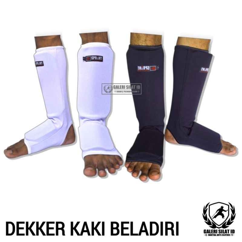 Deker Silat - Arm ShinPad / ShinGuard - Dekker Kaki Beladiri Pencak Silat Panjang Hitam / Putih - Deker Panjang - Pelindung Kaki Beladiri Silat Karate Taekwondo MMA Boxing Wushu Muay Thai Dewasa Remaja Pra Remaja Anak Usia Dini IPSI Sprint Martial Arts