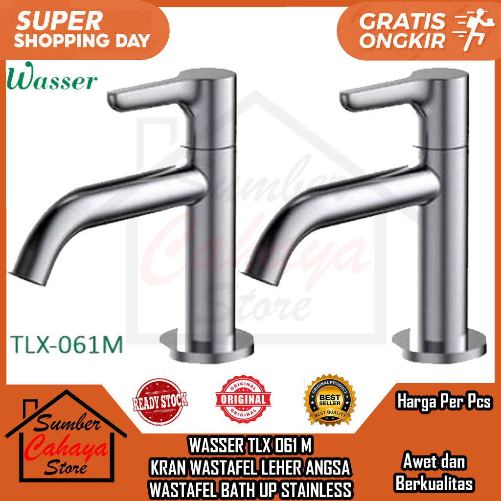 WASSER TLX 061 M KERAN AIR PANCURAN WASTAFEL BATH UP BETAP CUCI PIRING MANDI STAINLESS KERAN DINDING