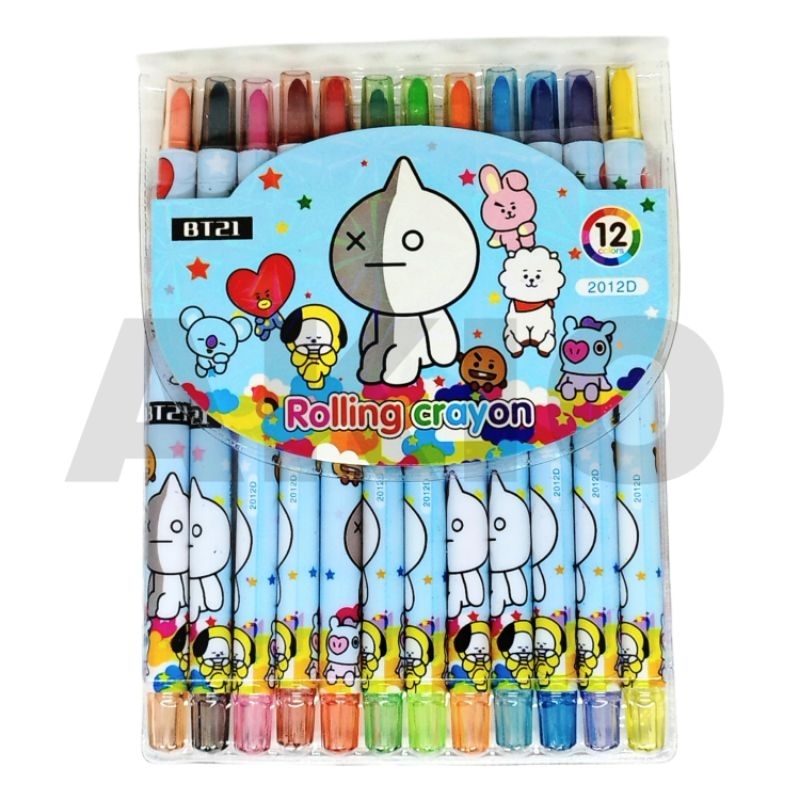 

Crayon Putar Panjang Karakter BTS BT21 BRM 12 Warna Rolling Twist Krayon