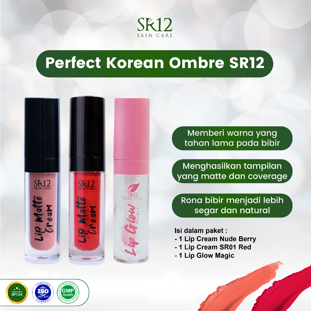 PERFECT KOREAN OMBRE SR12 / PAKET OMBRE LIPS / OMBRE LIP VIRAL / LIP
CREAM / LIP GLOW MAGIC