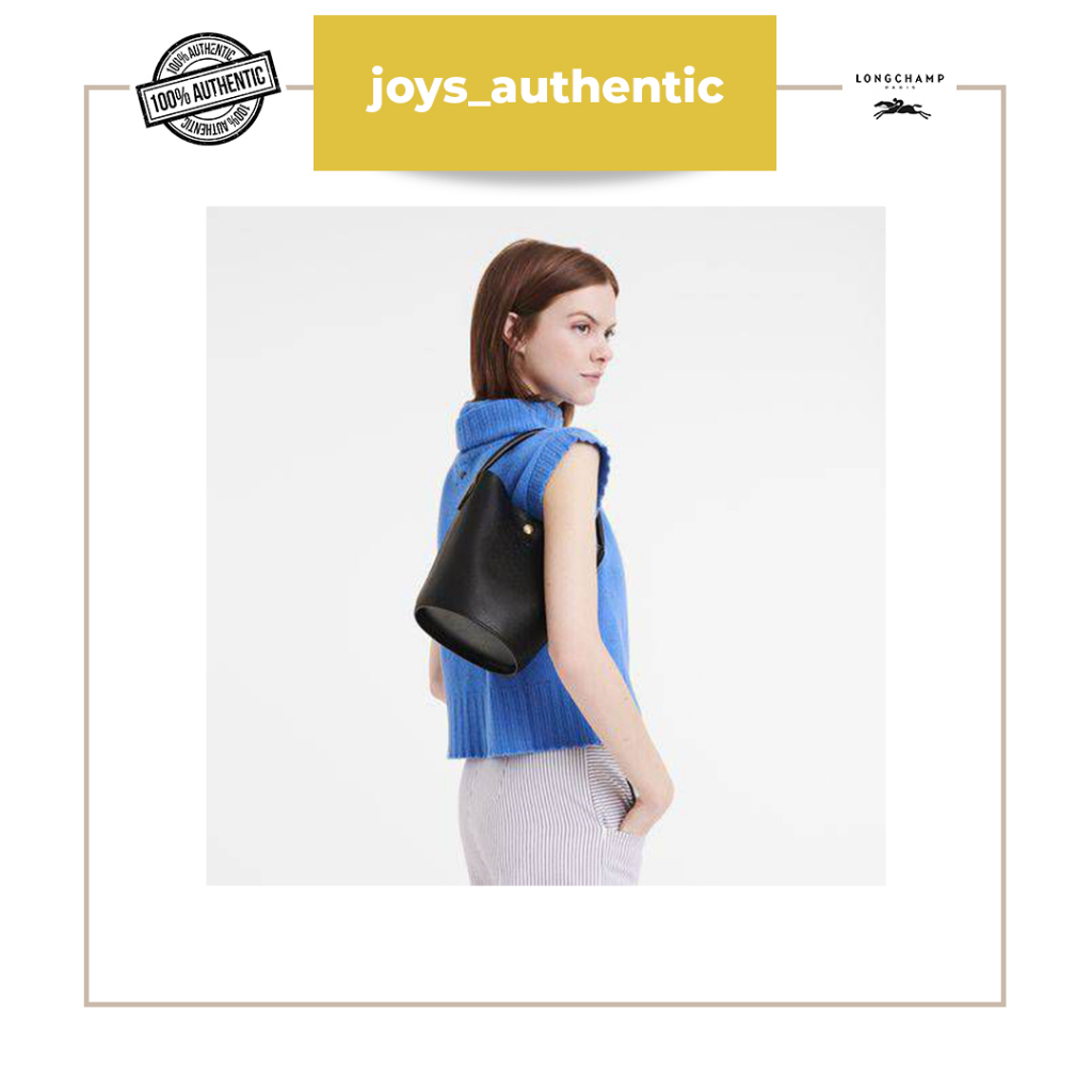 Tas wanita Longchamp ÉPURE S bucket bag leather hitam black woman bag authentic original