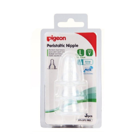 Pigeon Peristaltic Nipple Slim Neck Isi 3pcs Size L
