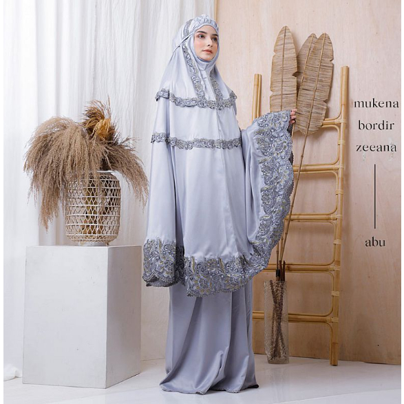 MUKENA DEWASA SEMI SUTRA VELVET ZEEANA ABU