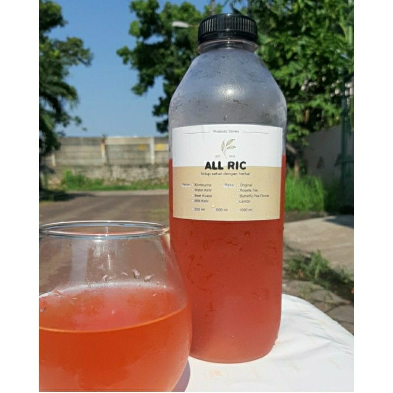 

water kefir rosella tea 1000ml/less sugar/vegan/dairy free/gluten free/unpasteurisasi/preservatives free/organic.
