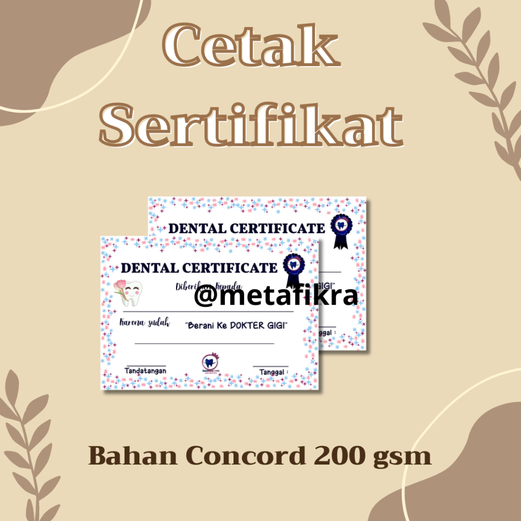 

Cetak Piagam Ukuran A4 Bahan Concord