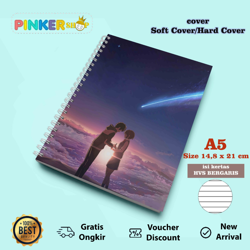

SFA9 KIMI NO NAWA NOTEBOOK A5 BERGARIS SOFT/HARD COVER SPIRAL