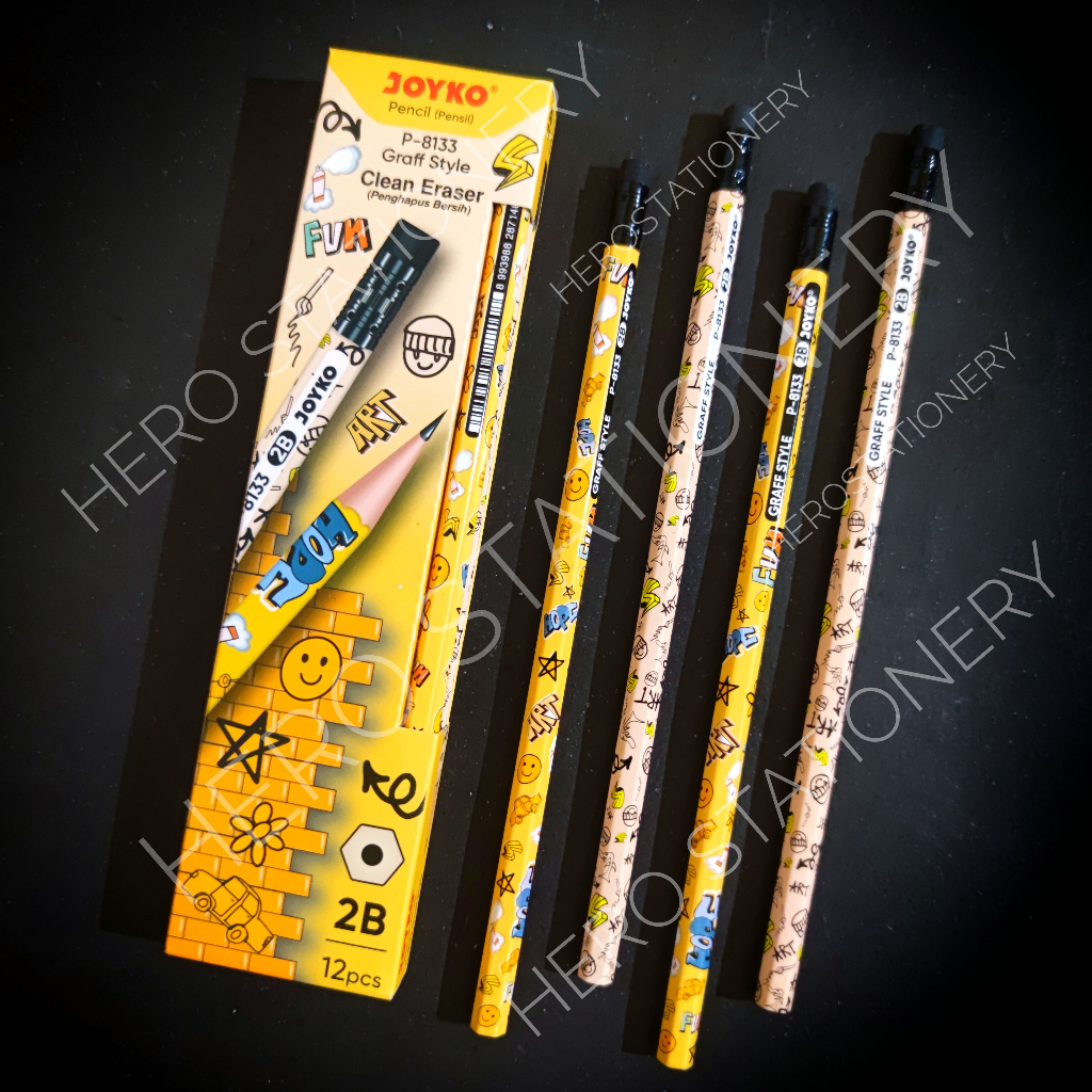 

Pensil 2B pencil joyko penghapus clean eraser graff style P-8133 . 12 unit