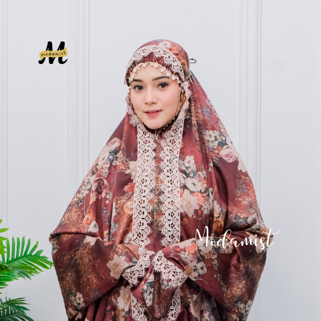 Mukena Terusan Dewasa Armani Silk Renda Mewah
